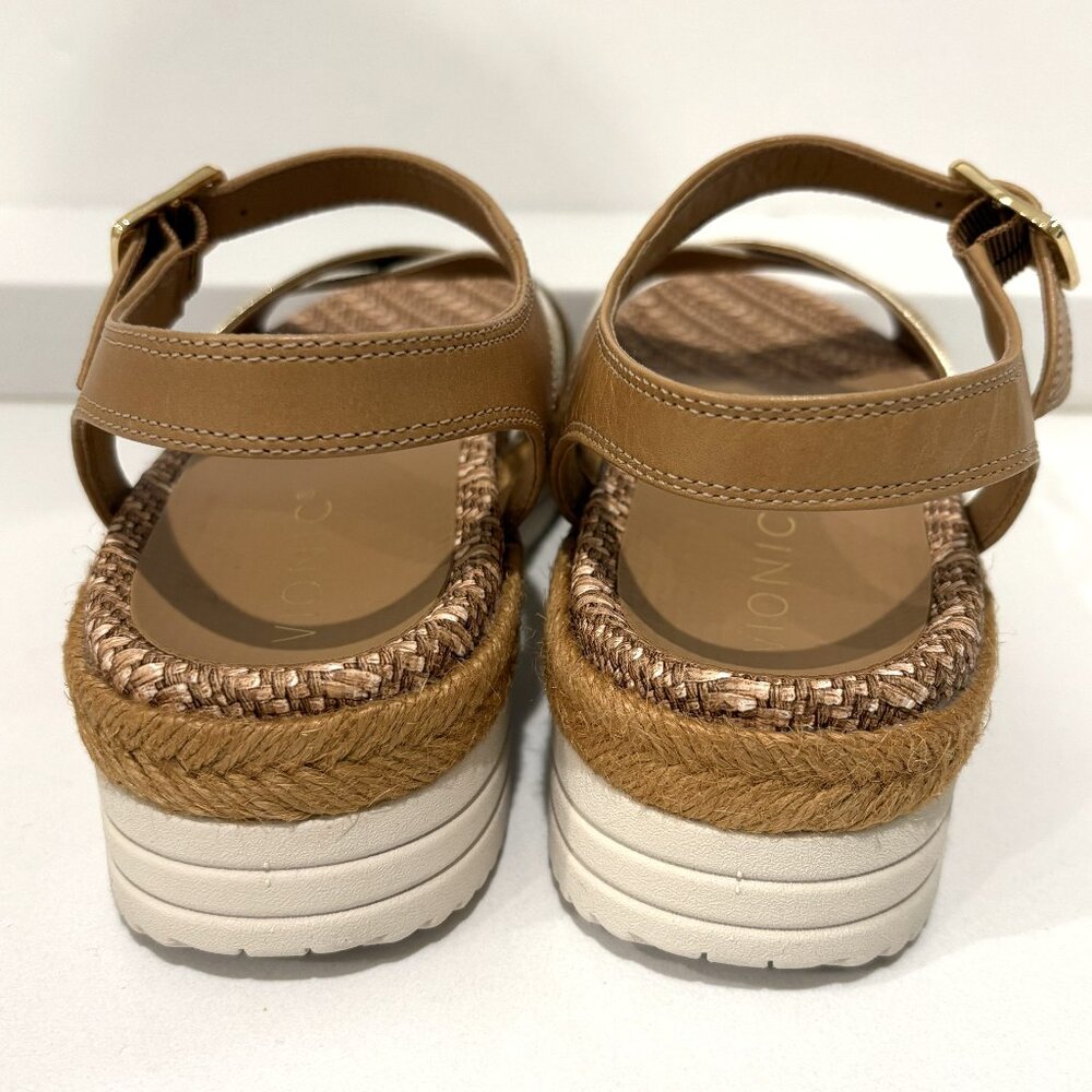 Vionic Mar Strappy Wedge Sandals Leather Camel Gold Metallic Size 7 NEW - Picture 4 of 7